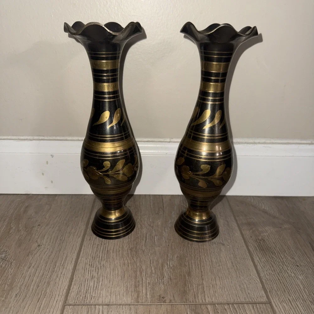 Vtg Set‎ of 2 Brass 9.5
